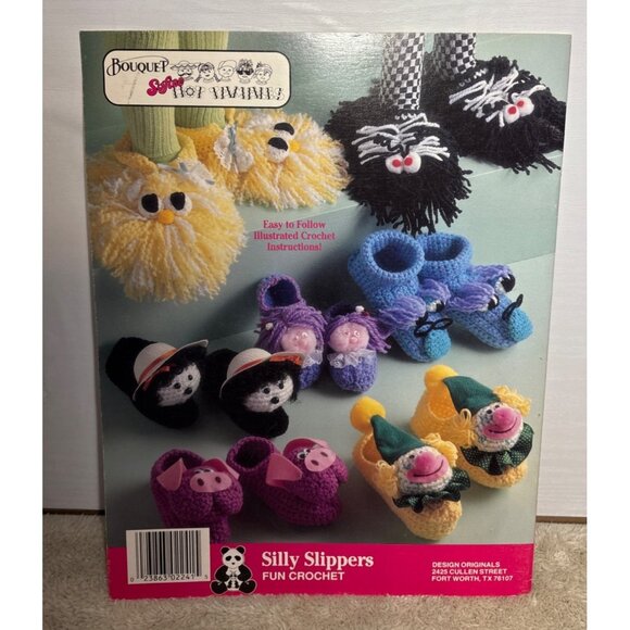 Bouquet Silly Slippers Fun Crochet Pattern Book By Pam Noel 1991 - Picture 2 of 5